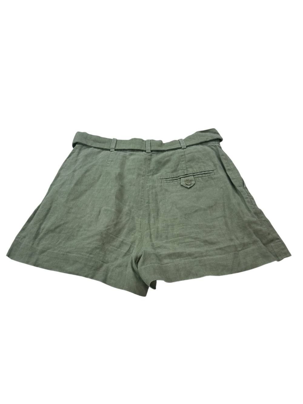 & Other Stories High-Waist Belted Linen Shorts in Olive Green Size 4 Womens - Picture 2 of 7